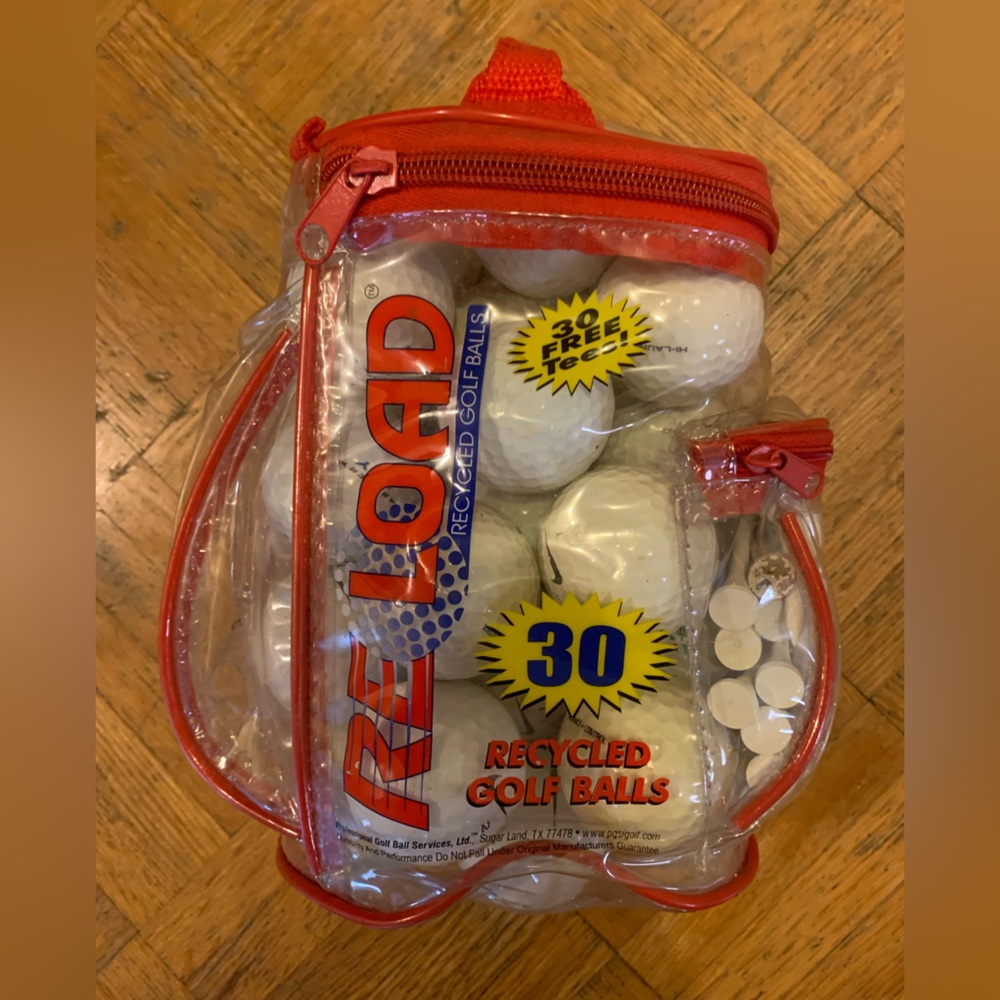 Reload Recycled Golf Balls with Red Bag